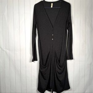 Lucy Gray Polyester/Wool Long Duster Button Cardigan Cozy Loungewear Layering M